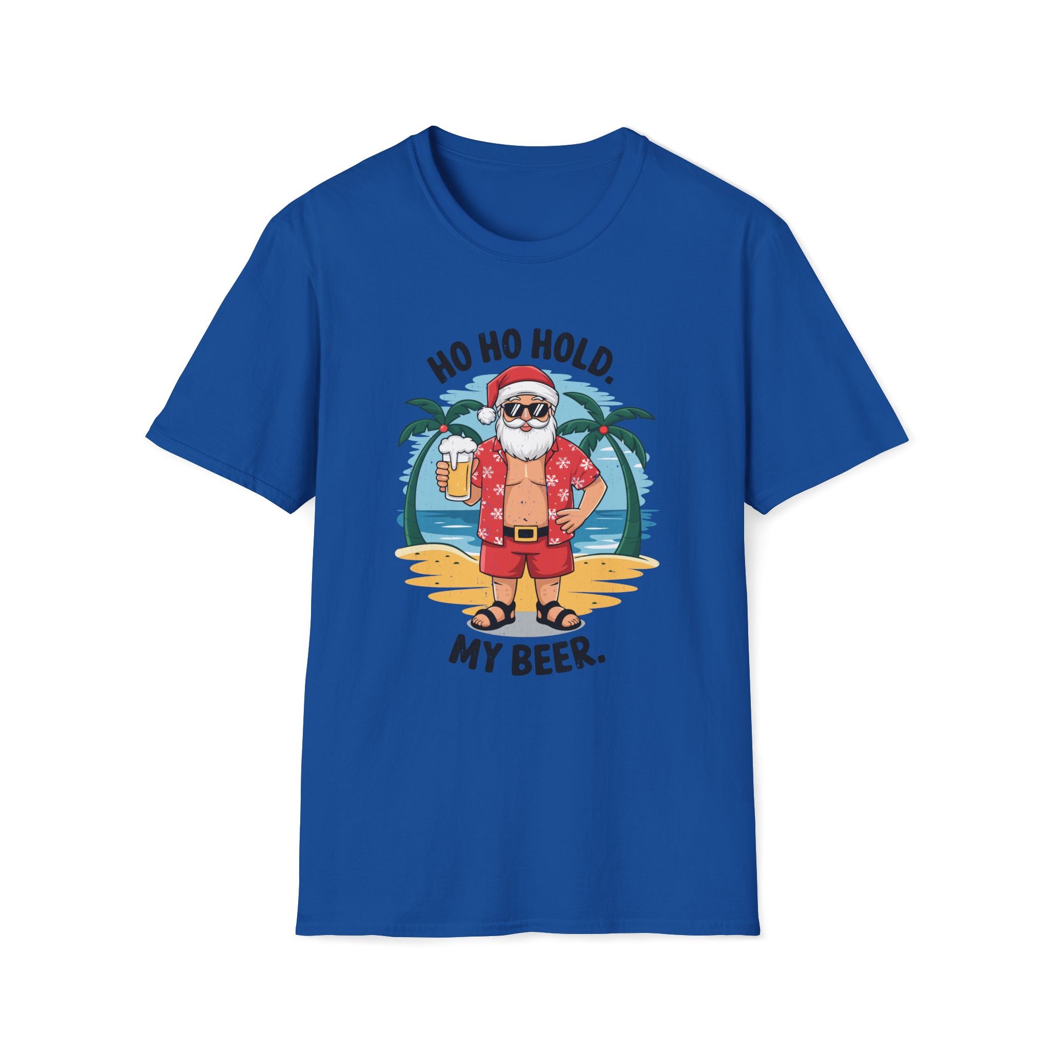 Summer Santa, Ho Ho Hold My Beer - Unisex Softstyle T-Shirt