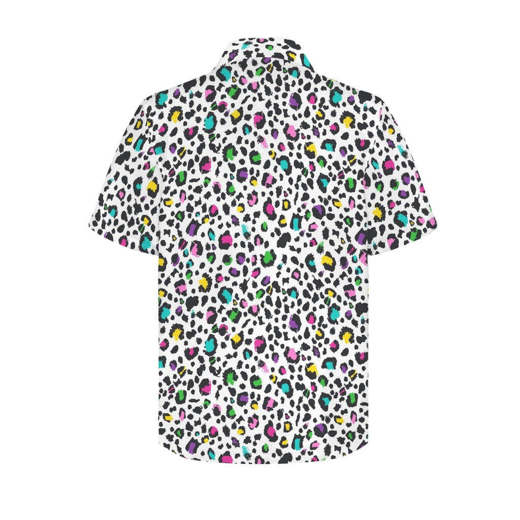 Animal Print In Colour Men's Short Sleeve Hawaiian Shirt Men's Hawaiian Shirt (New) animal Printed Offshore