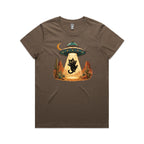 Black Cat Alien UFO Abduction Women's AS Colour T-shirt Walnut Womens T-shirt animal Printed In Australia Sci Fi