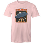 I Want To Believe - Mens T-Shirt Pink Mens T-shirt Printed In Australia Sci Fi