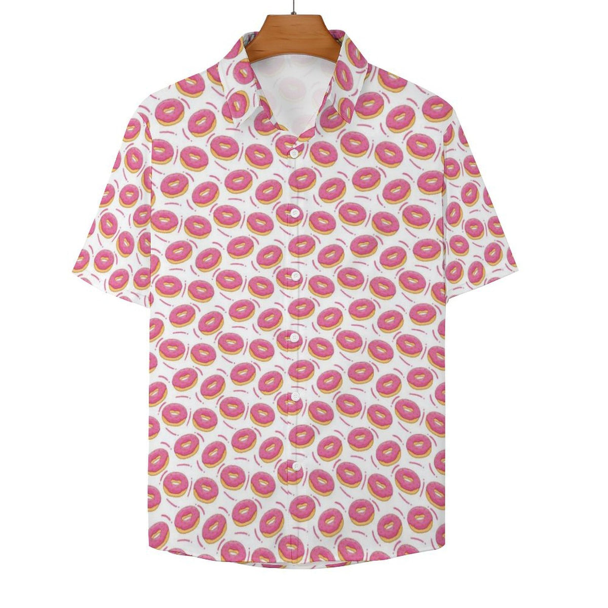 Pink Doughnuts Women's Collared Pocketless Short Sleeve Shirt