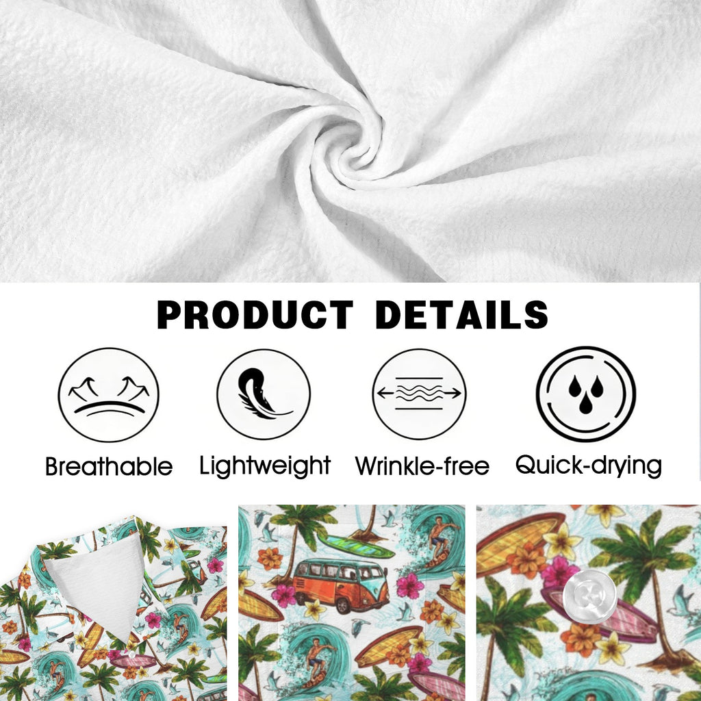 Surfing Safari Men's Crinkle Hawaiian Shirt