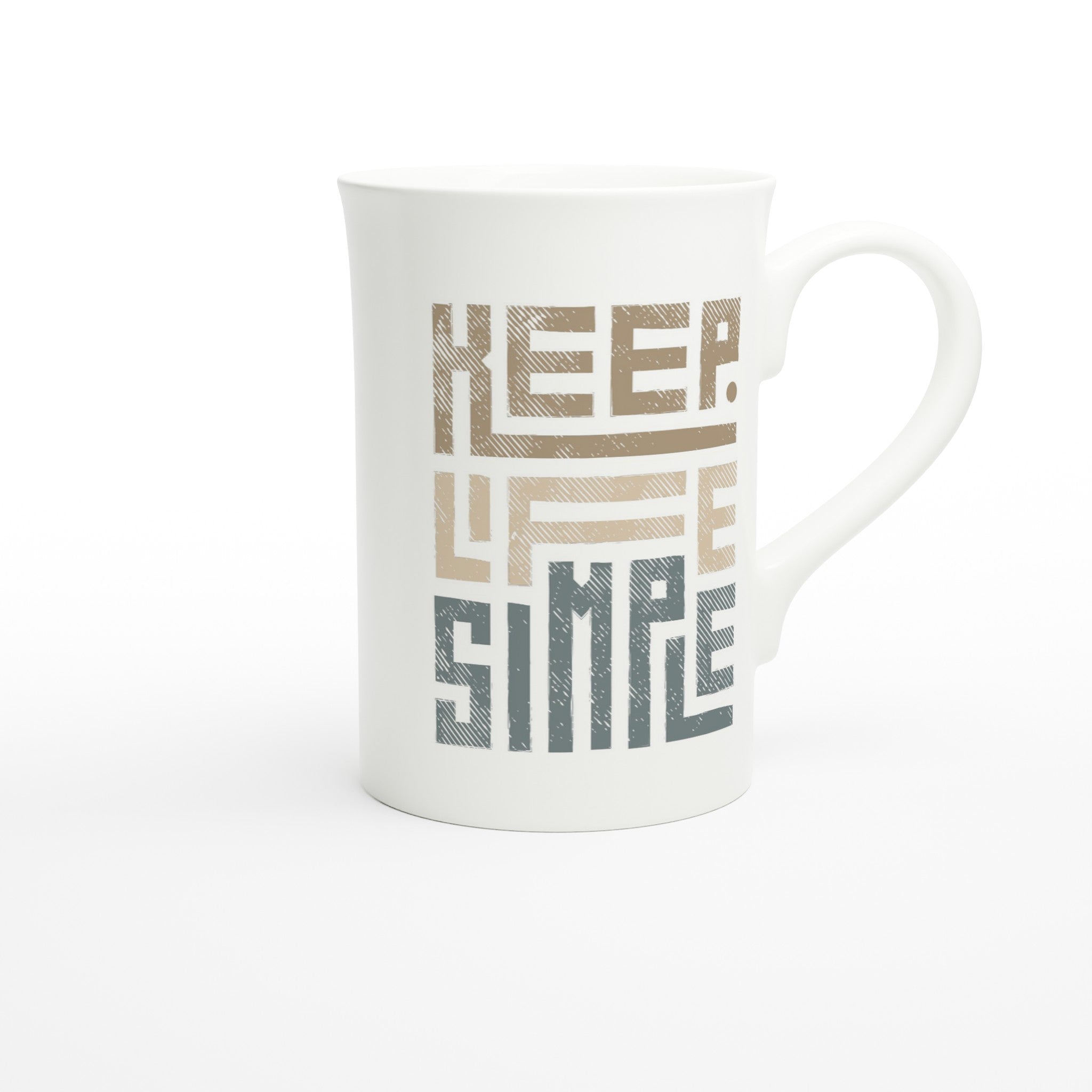 Keep Life Simple - White 10oz Porcelain Slim Mug Porcelain Mug Globally Fulfilled Motivation