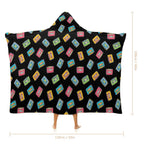 Colourful Cassette Tapes Kids Hooded Blanket 100cm x 130cm Kids Hooded Blanket Music Printed Offshore Retro