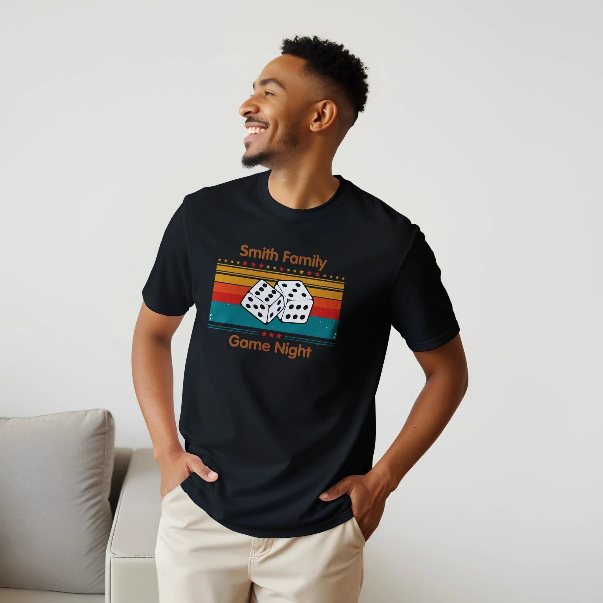 Personalised - Dice, Family Games Night - Classic Unisex Crewneck T-shirt | Gildan® 64000 Personalised T-shirt customise Games Globally Fulfilled personalise