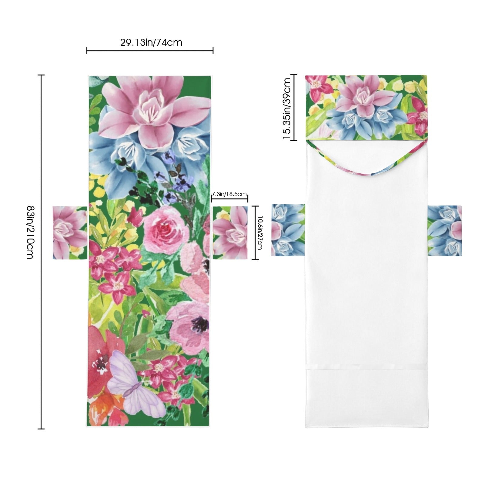 Bright Watercolour Floral Beach Chair Towel Cover with Side Pockets