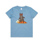 Cat Surfing On Pizza Kid's AS Colour T-shirt