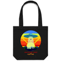 Mornings Need Coffee, UFO Canvas Tote Bag Black One Size Tote Bag Printed In Australia