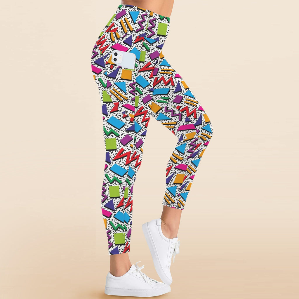 Graphic 80's Women's High Waist Pockets Yoga Leggings Women's High Waist Pockets Yoga Leggings Printed Offshore Retro