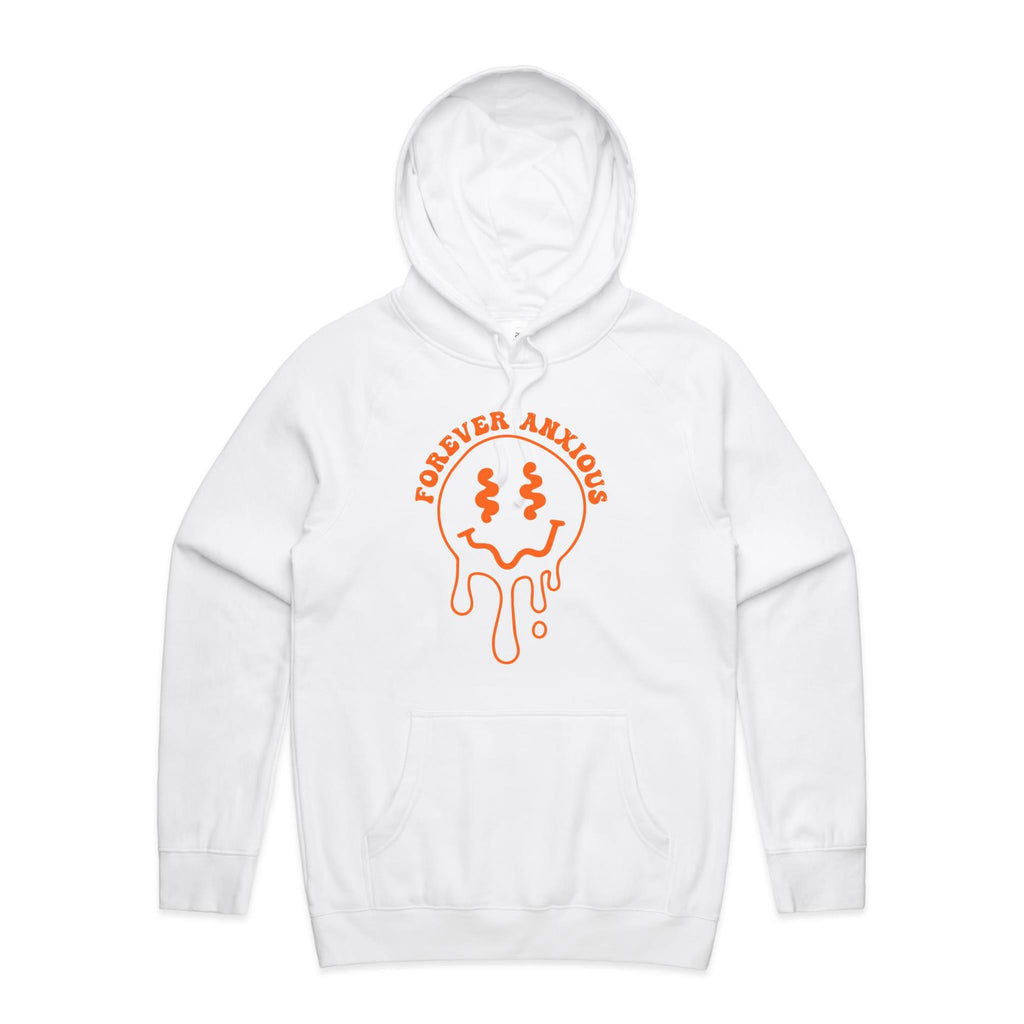 Forever Anxious - Mens Hoodie White Mens Hoodie Printed In Australia