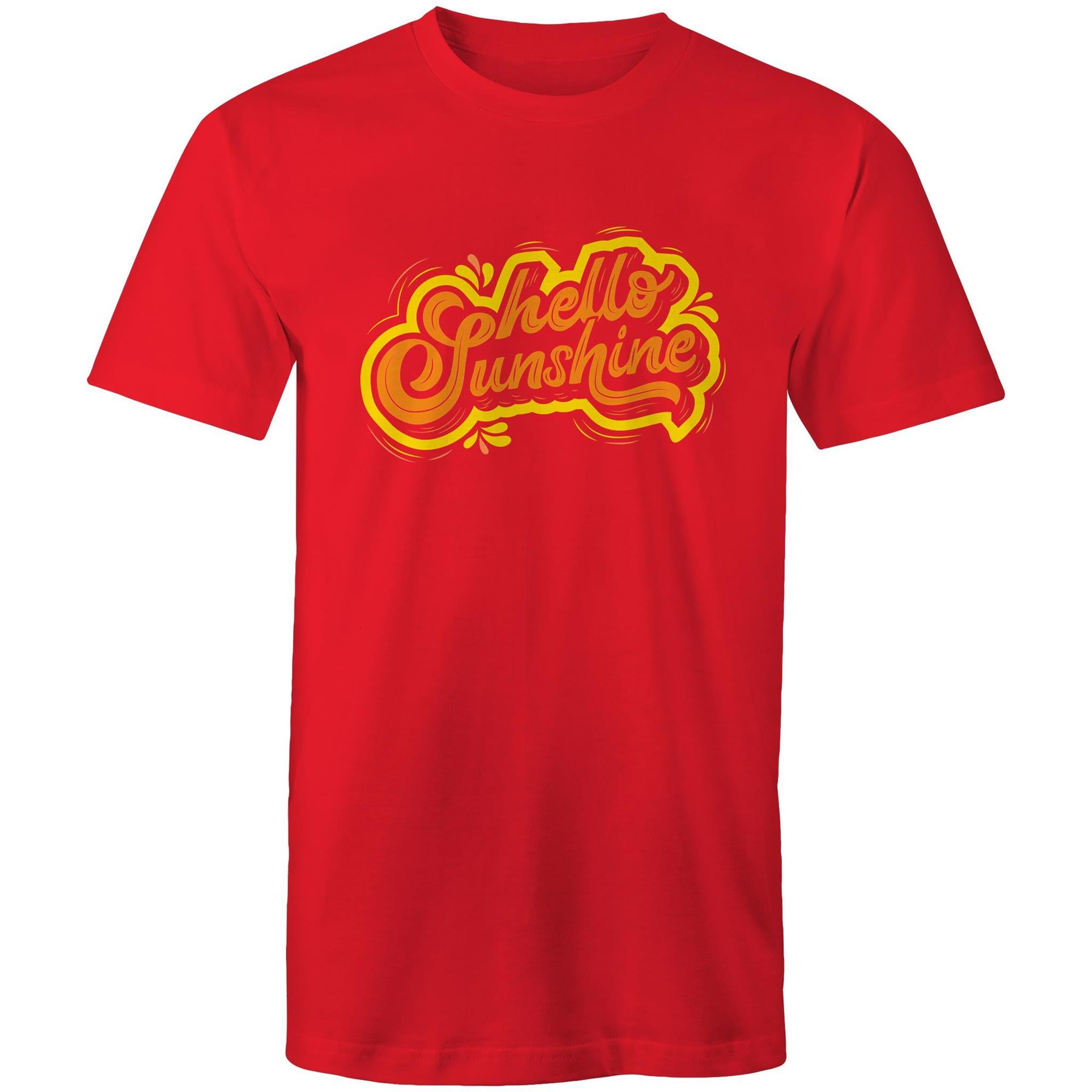 Hello Sunshine - Mens T-Shirt Red Mens T-shirt Printed In Australia Summer