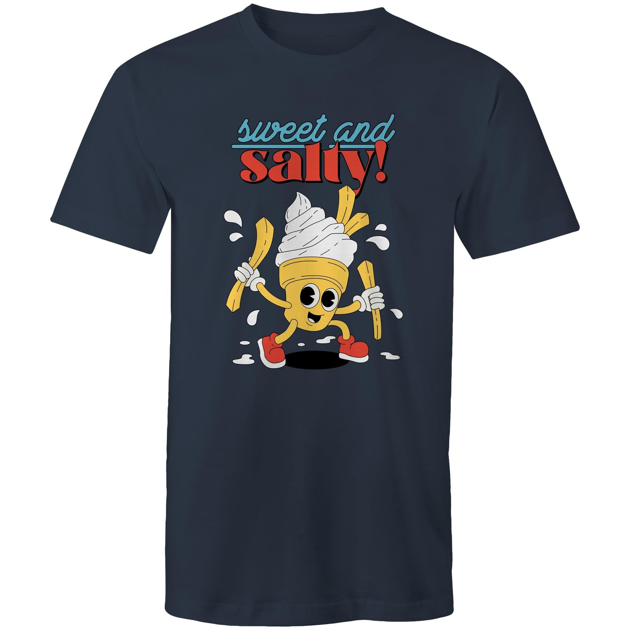 Sweet And Salty, Ice Cream And Fries - Mens T-Shirt Navy Mens T-shirt Food Printed In Australia
