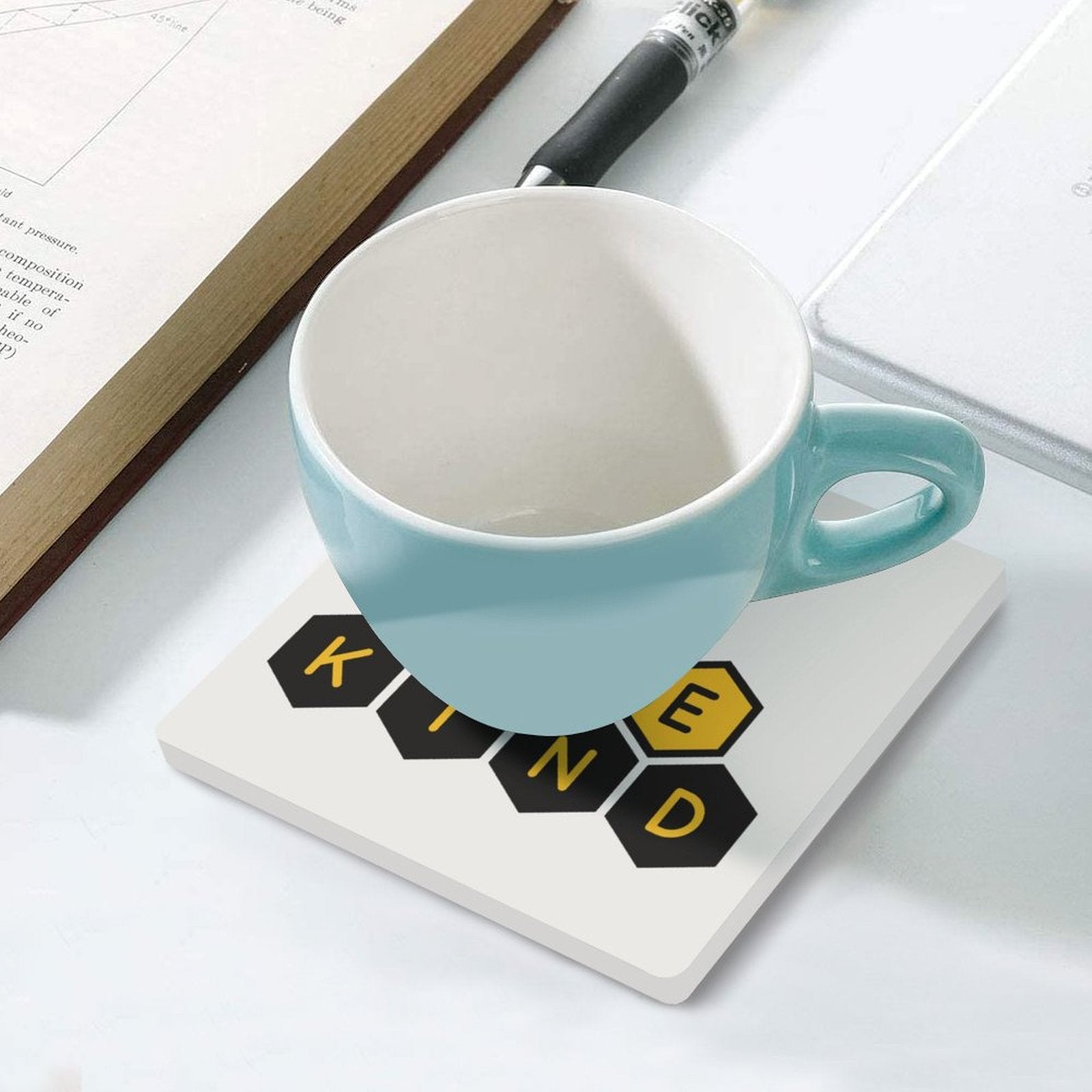 Bee Kind Ceramic Coasters (Square) Ceramic Coasters Kindness Printed Offshore