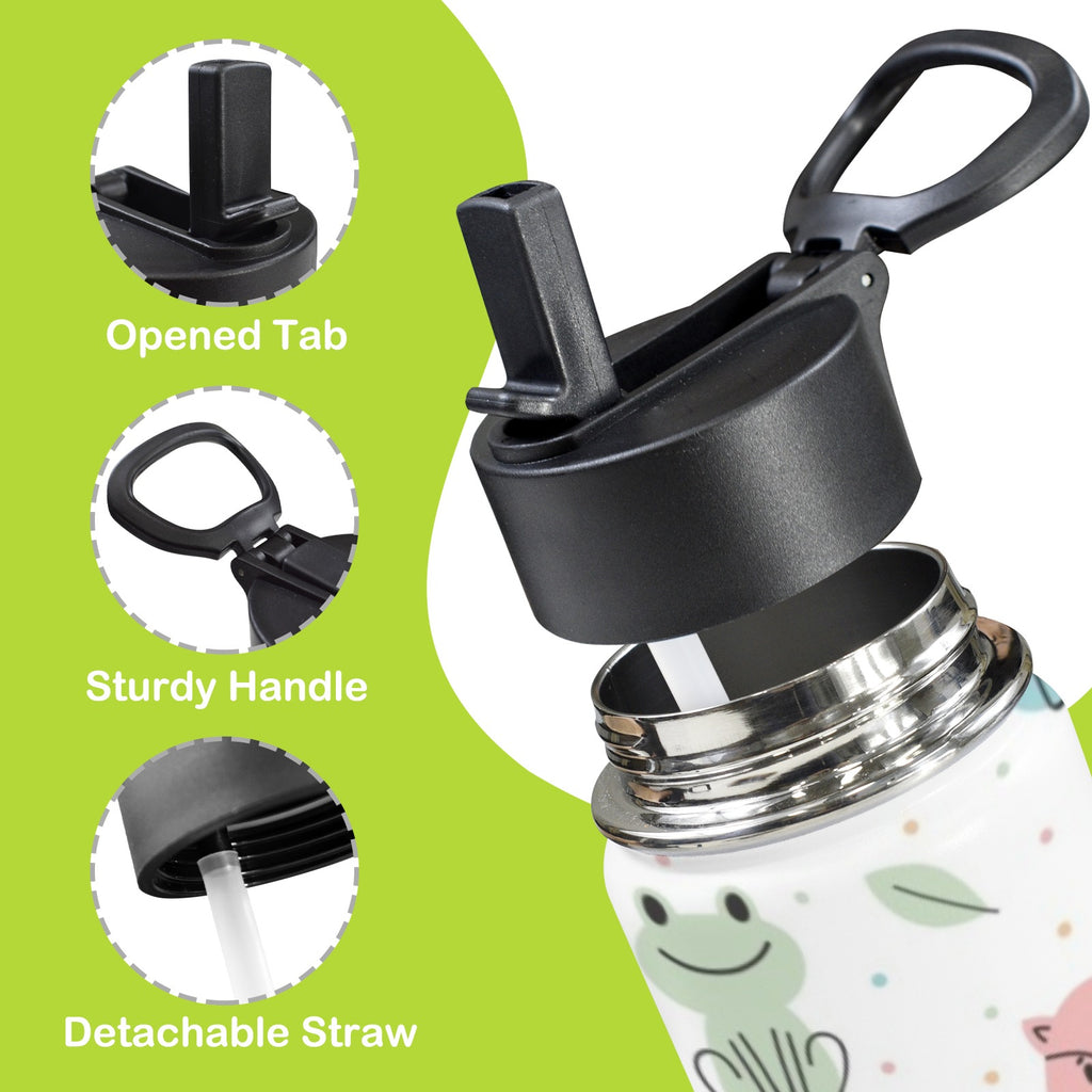 Cute Forest Creatures 12oz Kids Water Bottle with Straw Lid