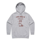 Coffee Makes Me Nicer, Raccoon - Womens Hoodie Grey Marle Womens Hoodie animal Coffee Printed In Australia
