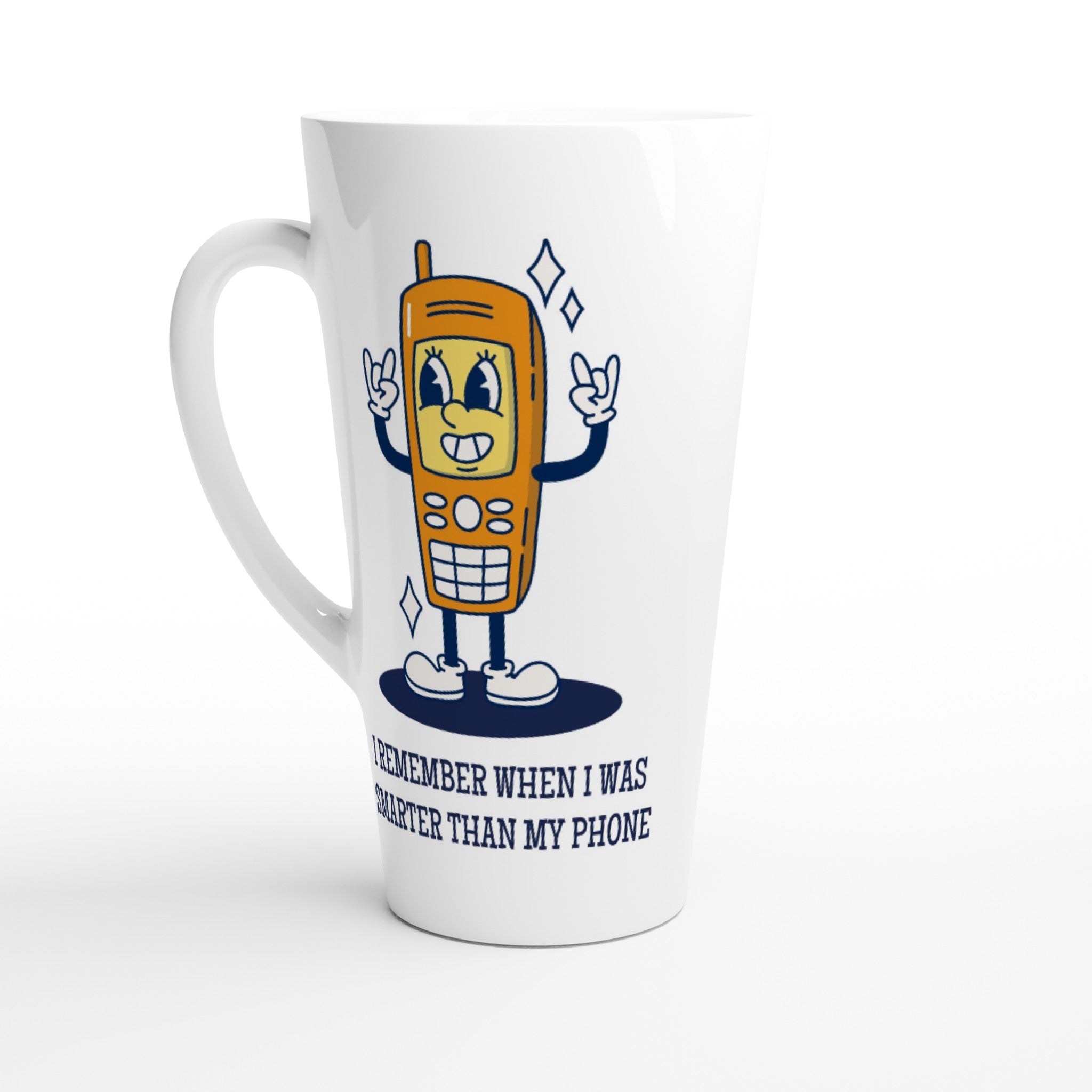 I Remember When I Was Smarter Than My Phone - White Latte 17oz Ceramic Mug Default Title Latte Mug Globally Fulfilled Retro Tech