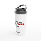 Personalised - I'm The Bomb, Atom - White 15oz Stainless Steel Travel Mug Personalised Travel Mug Globally Fulfilled Science