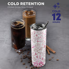 Vintage Pink Floral 20oz Tall Skinny Tumbler with Lid and Straw