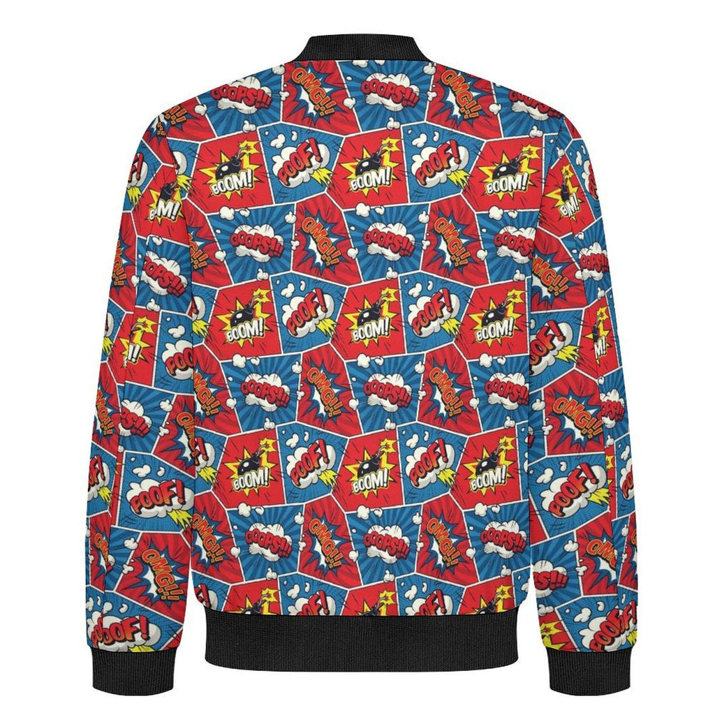 Comic Book Men's Casual Zip‑Up Bomber Jacket