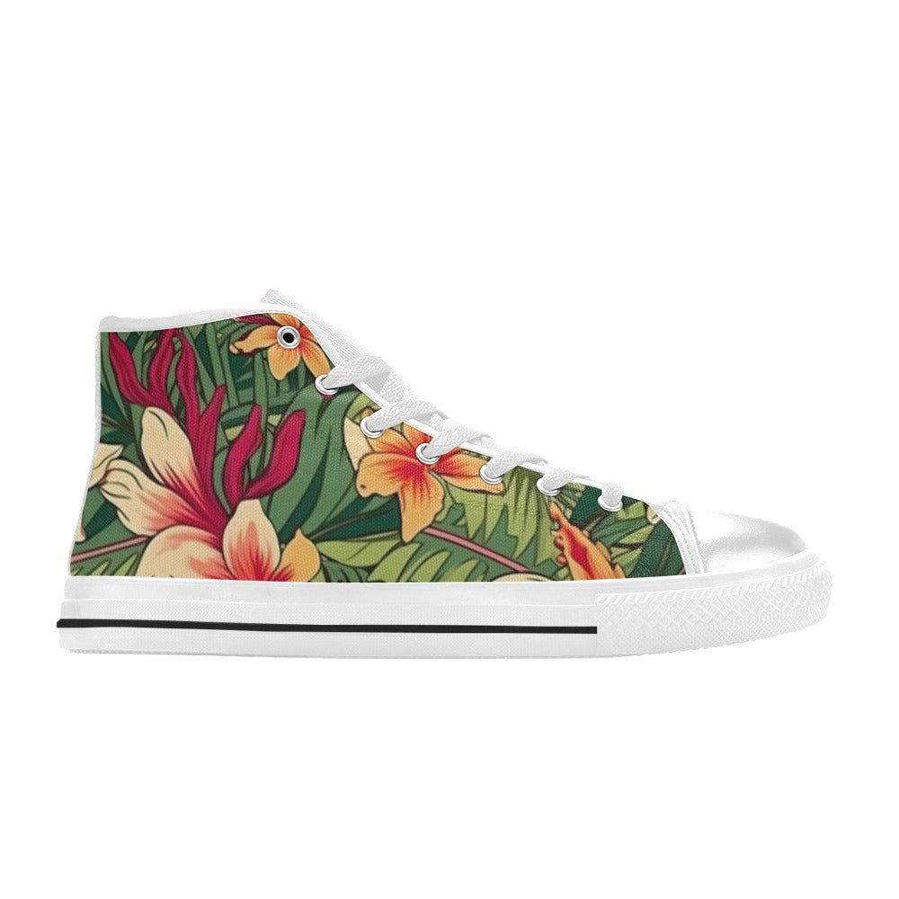 Vintage Hawaiian Floral Women's High Top Canvas Shoes Womens Classic High Top Shoes Plants Printed Offshore
