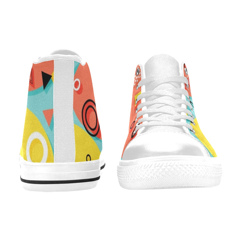 Abstract 80's - Men's High Top Canvas Shoes Men's Classic High Top Canvas Shoes Printed Offshore Retro