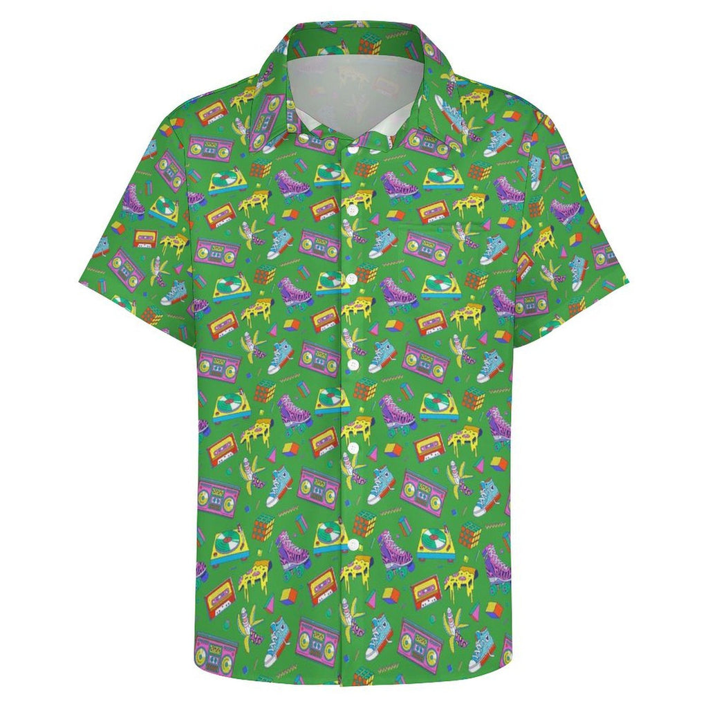 Bright 80's Women's Short-Sleeve Button Up Shirt Women's Short-Sleeve Button Up Shirt Printed Offshore Retro
