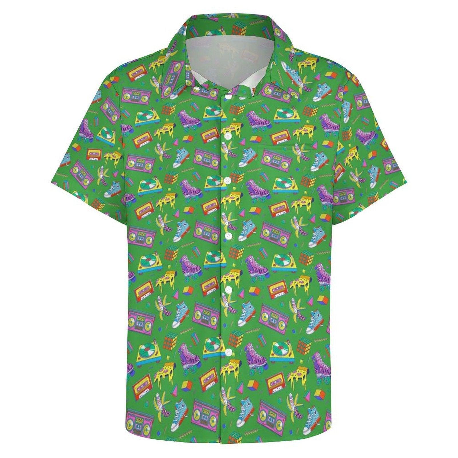 Bright 80's Women's Short-Sleeve Button Up Shirt Women's Short-Sleeve Button Up Shirt Printed Offshore Retro
