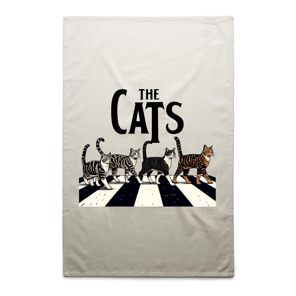 The Cats, Fab Four Crossing The Road - AS Colour Tea Towel Cream One Size Tea Towel animal Music Printed In Australia