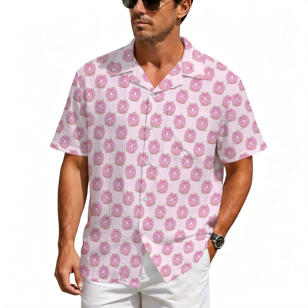 Cat Doughnuts Men's Crinkle Hawaiian Shirt