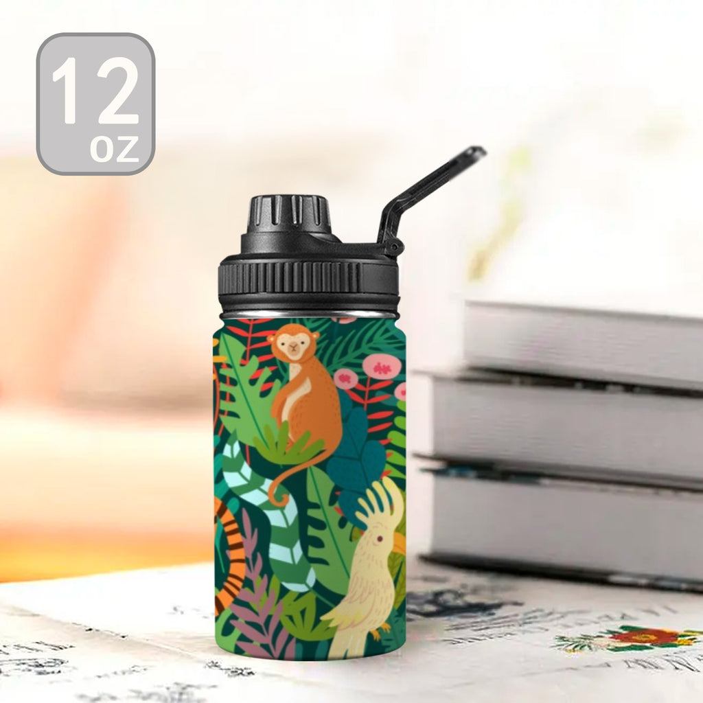 Tropical Jungle Animals - Kids Water Bottle with Chug Lid (12 oz) Kids Water Bottle with Chug Lid animal Printed Offshore