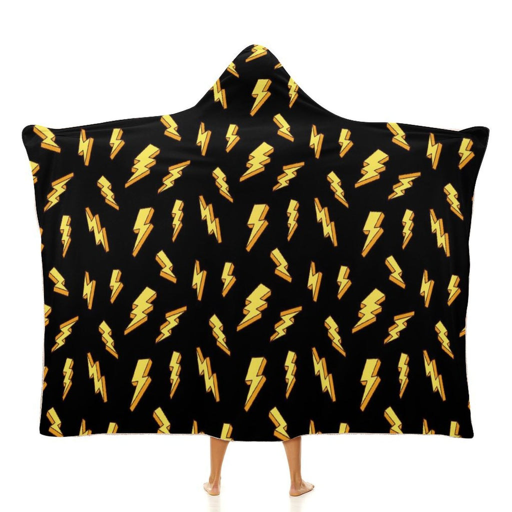 Lightning Bolts, Comic Book Kids Hooded Blanket 100cm x 130cm white 40"×50" Kids Hooded Blanket comic Printed Offshore