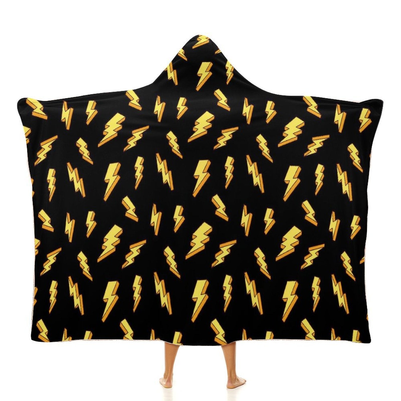 Lightning Bolts, Comic Book Kids Hooded Blanket 100cm x 130cm white 40"×50" Kids Hooded Blanket comic Printed Offshore