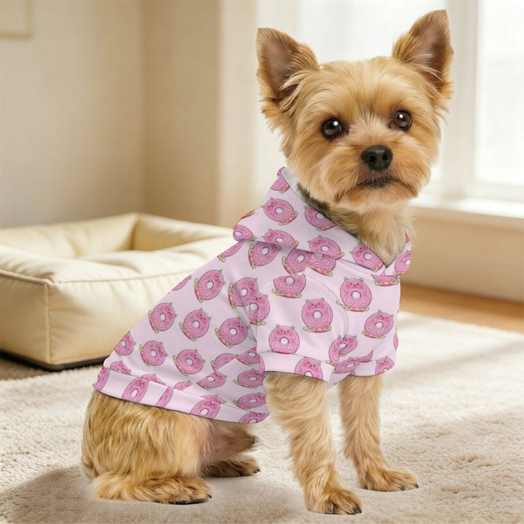 Pink Cat Doughnuts Pet Hoodie (Small Size)
