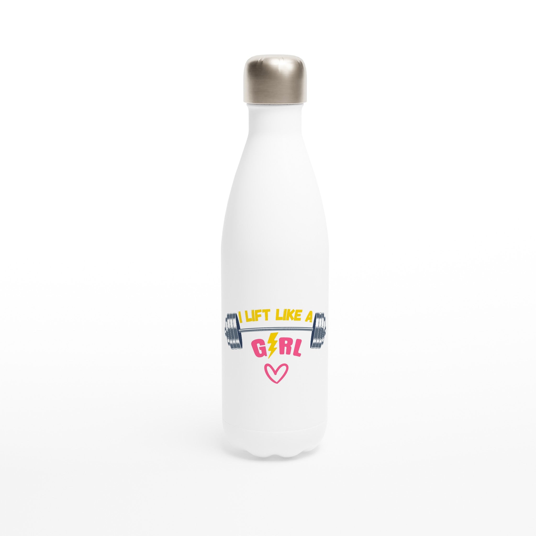 I Lift Like A Girl - White 17oz Stainless Steel Water Bottle Default Title White Water Bottle Fitness Globally Fulfilled
