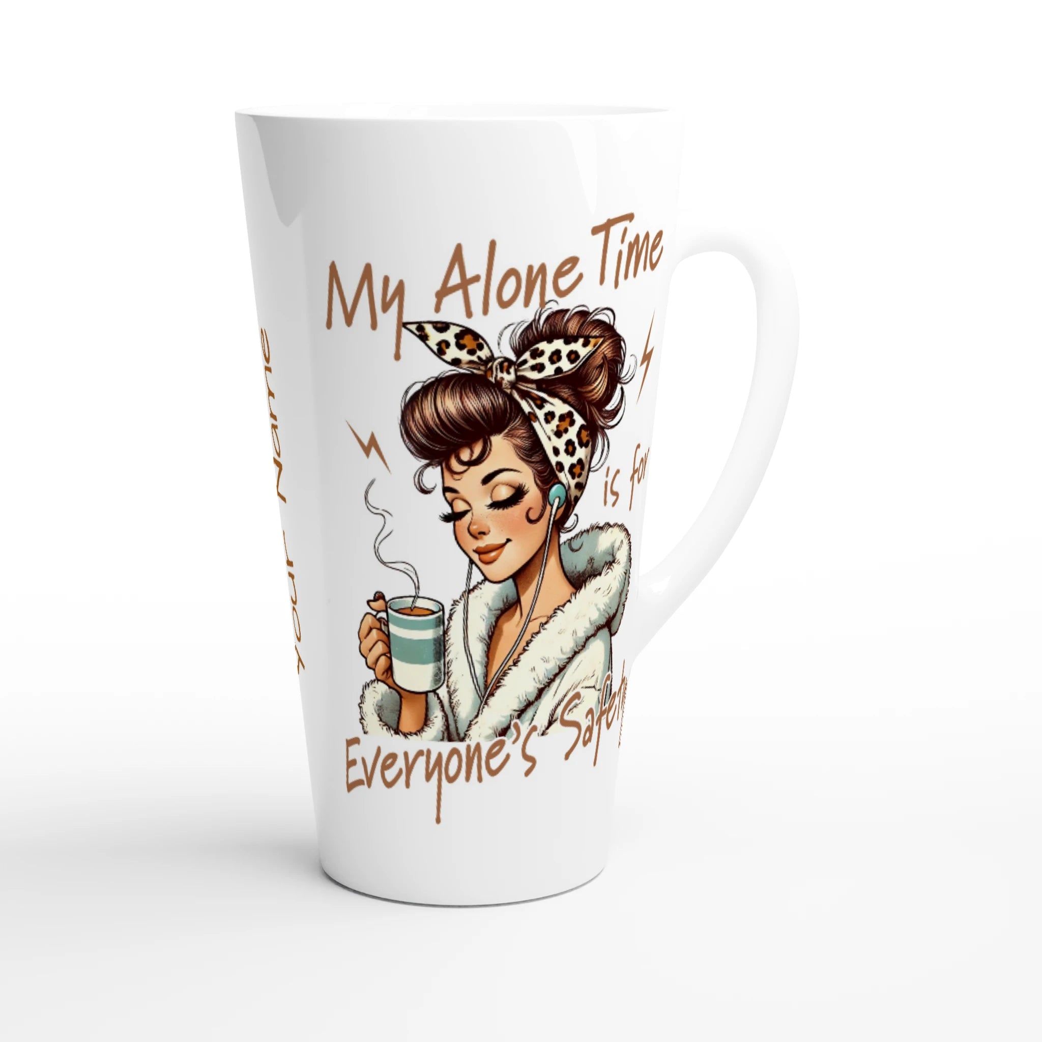 Personalised My Alone Time Is For Everyone's Safety White Latte 17oz Ceramic Mug Personalised Latte Mug Globally Fulfilled