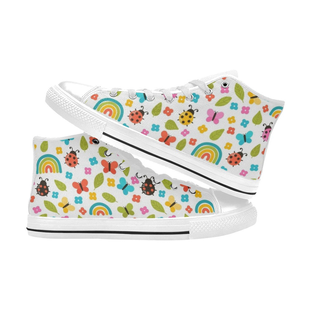 Ladybugs And Rainbows - Kids' High Top Canvas Shoes Kids High Top Canvas Shoes animal Printed Offshore