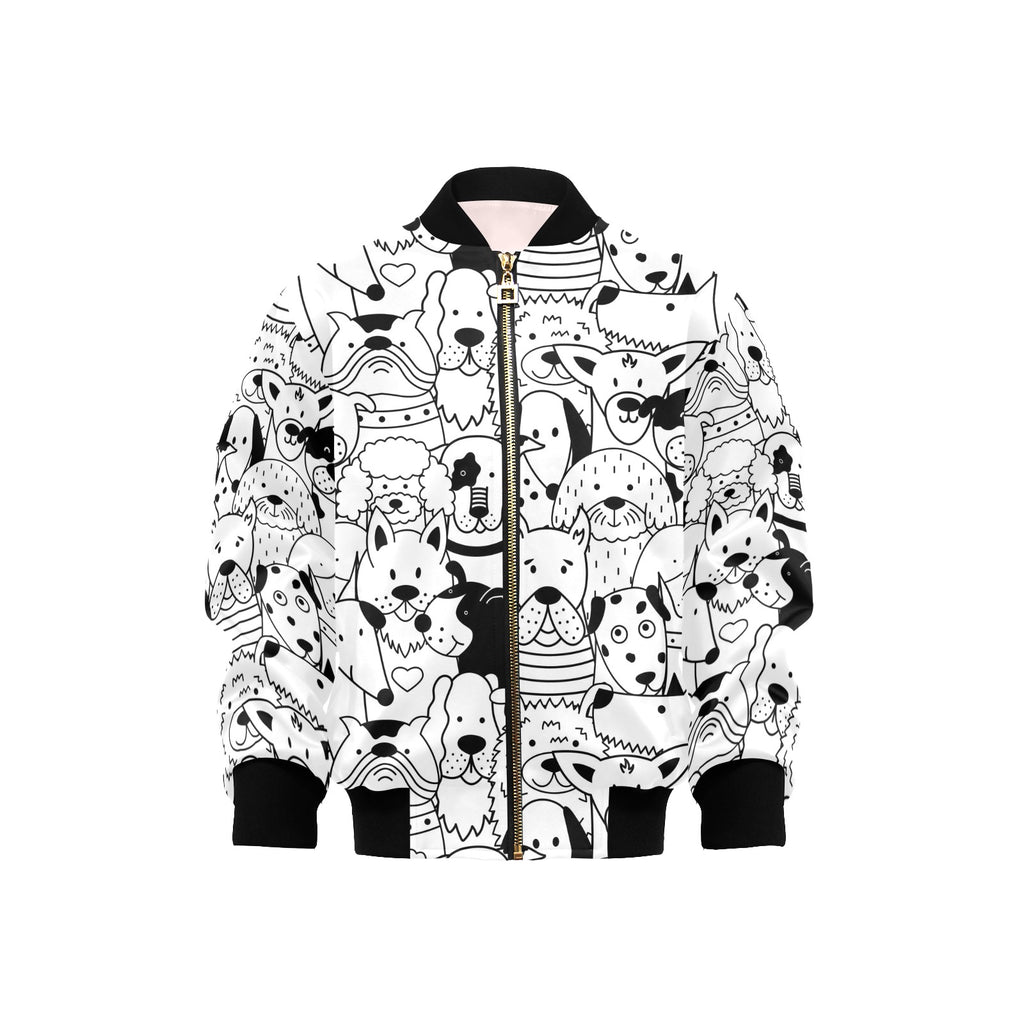 Black And White Dogs Kids Bomber Jacket XL Kids Bomber Jacket animal Printed Offshore