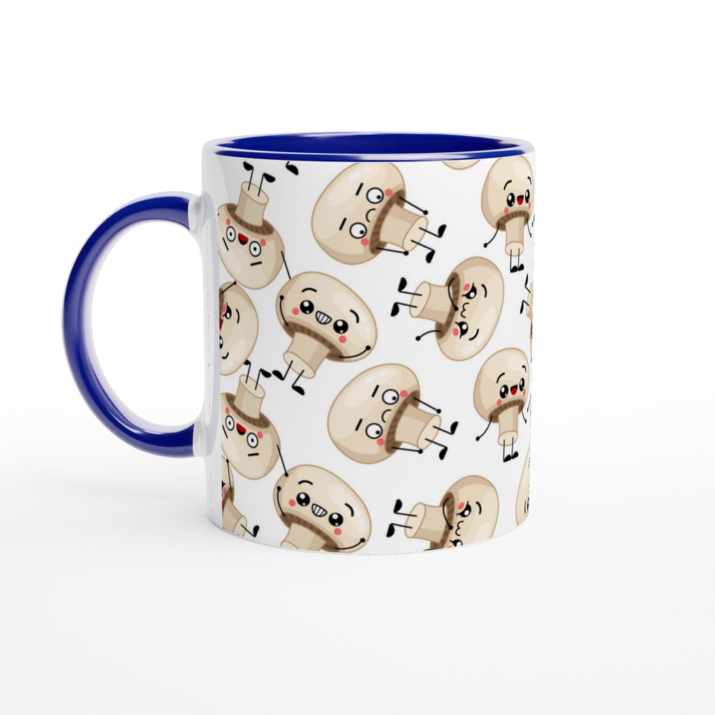 Cute Mushrooms - White 11oz Ceramic Mug with Colour Inside Ceramic Blue Colour 11oz Mug Globally Fulfilled