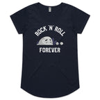 Rock And Roll Forever - Womens Scoop Neck T-Shirt Navy Womens Scoop Neck T-shirt Music Printed In Australia