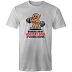Working On My Holiday Bod, It's Cookie Shaped - Mens T-Shirt Grey Marle Mens Christmas T-shirt Christmas Printed In Australia