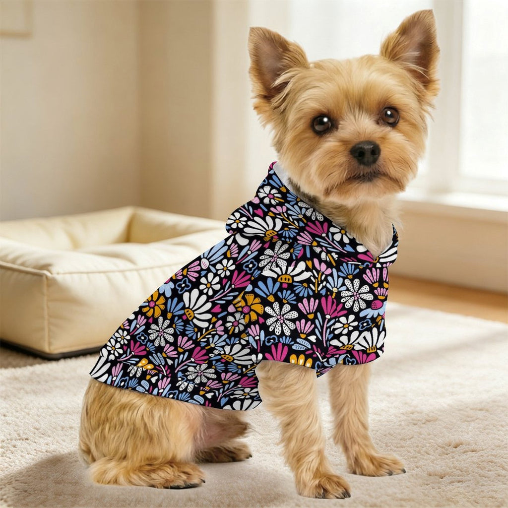Graphic Floral Pet Hoodie (Small Size)