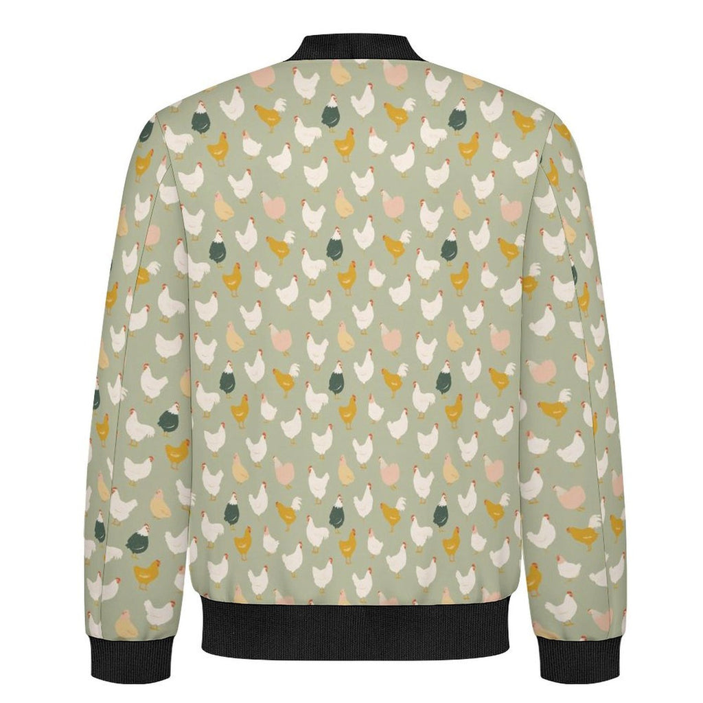 Chicken Life Men's Casual Zip‑Up Bomber Jacket