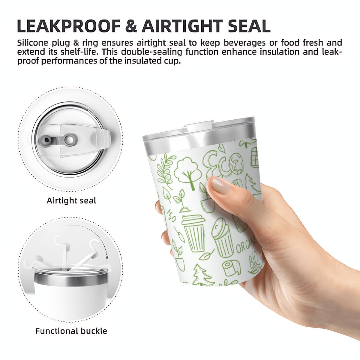 Eco Small Stainless Steel Travel Mug Cup 12oz/350ml