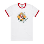 Hand Me The Popcorn - Staple Ringer Tee White Red Ringer T-Shirt Food Printed In Australia