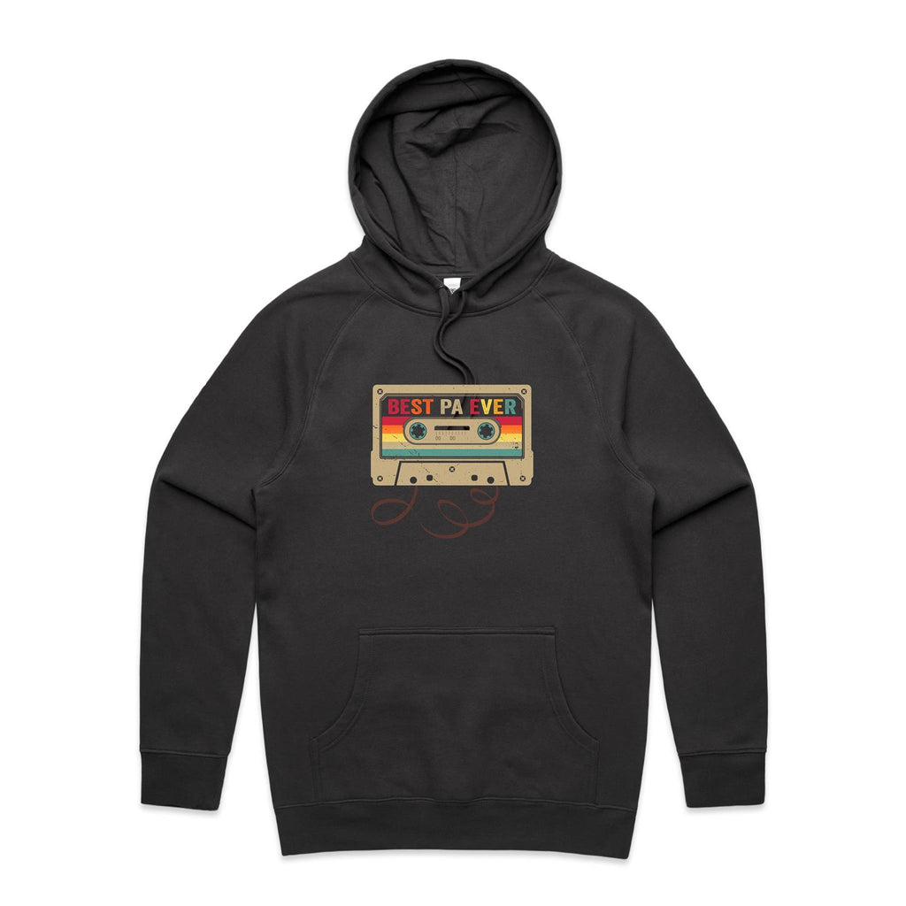 Best Pa Ever, Cassette Tape - Mens Hoodie Coal Mens Hoodie Dad Music Printed In Australia