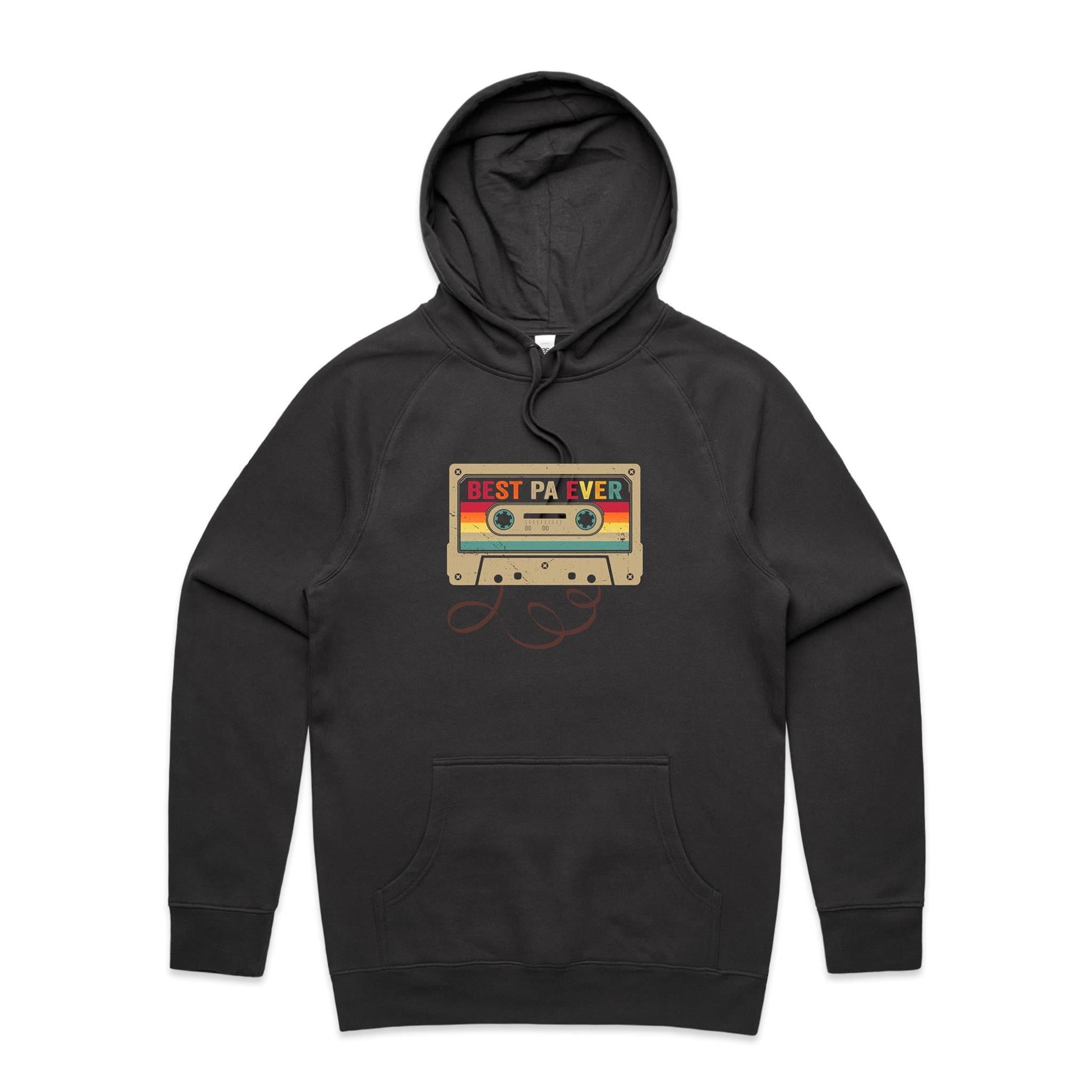 Best Pa Ever, Cassette Tape - Mens Hoodie Coal Mens Hoodie Dad Music Printed In Australia