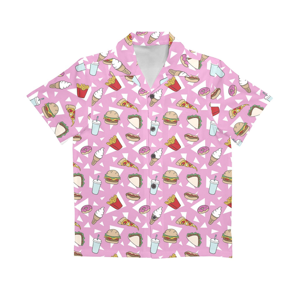 Fast Food Senior Kids Hawaiian Shirt Senior Kids Hawaiian Shirt 8-15 Food Printed Offshore