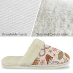 Peace And Love Women's Fur Trim Thick-Sole Indoor Slippers Women's Fur Trimmed Slippers Printed Offshore Retro