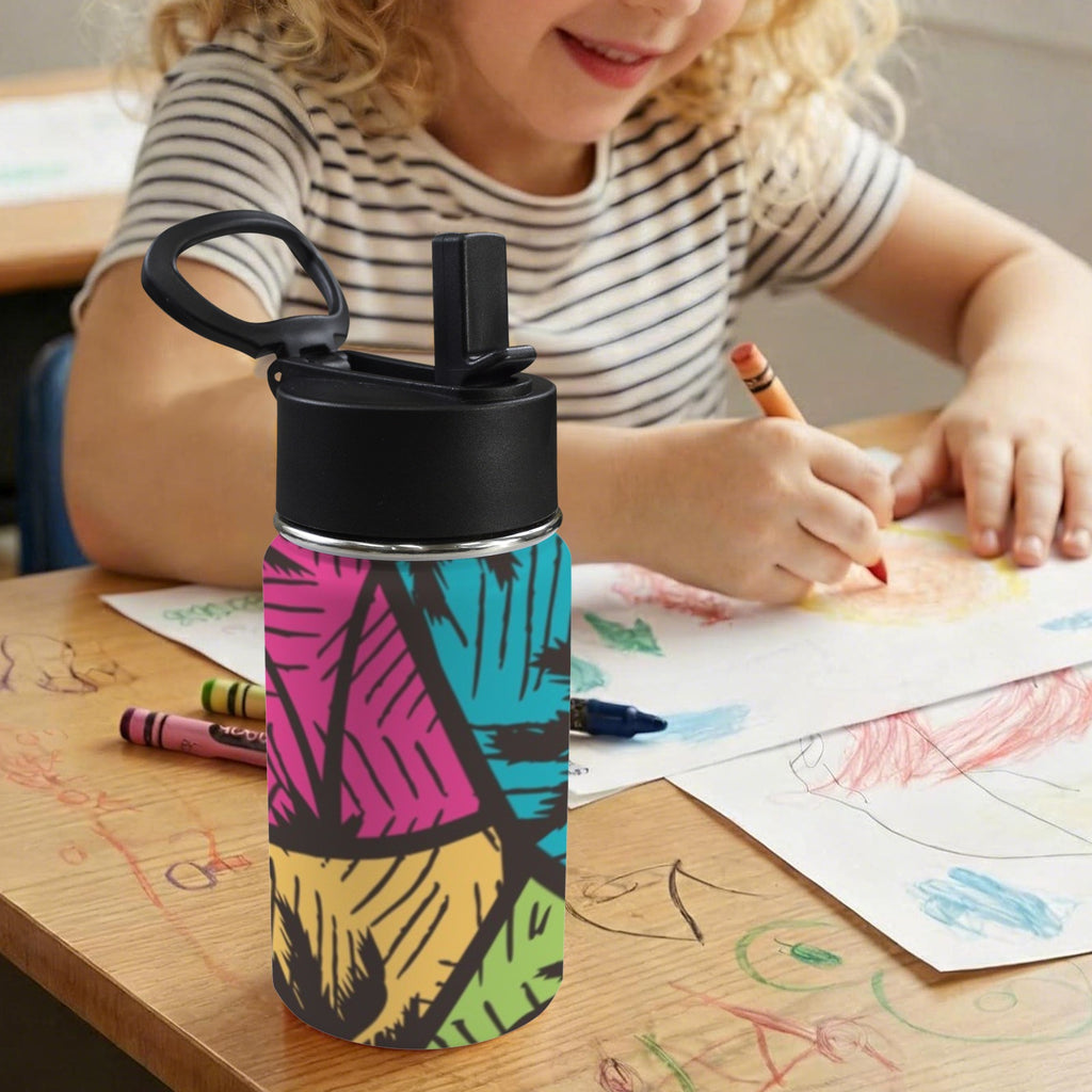 Palm Trees 12oz Kids Water Bottle with Straw Lid