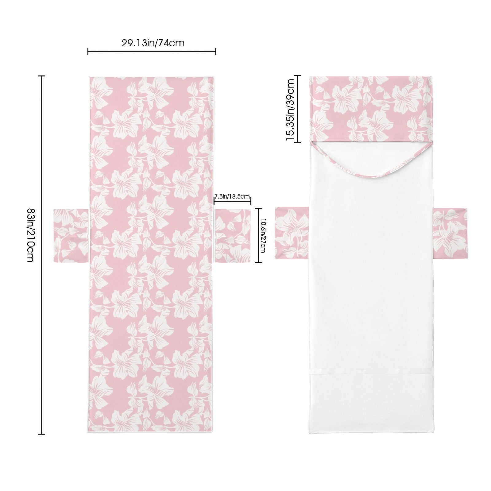 Pink Hawaiian Floral Beach Chair Towel Cover with Side Pockets